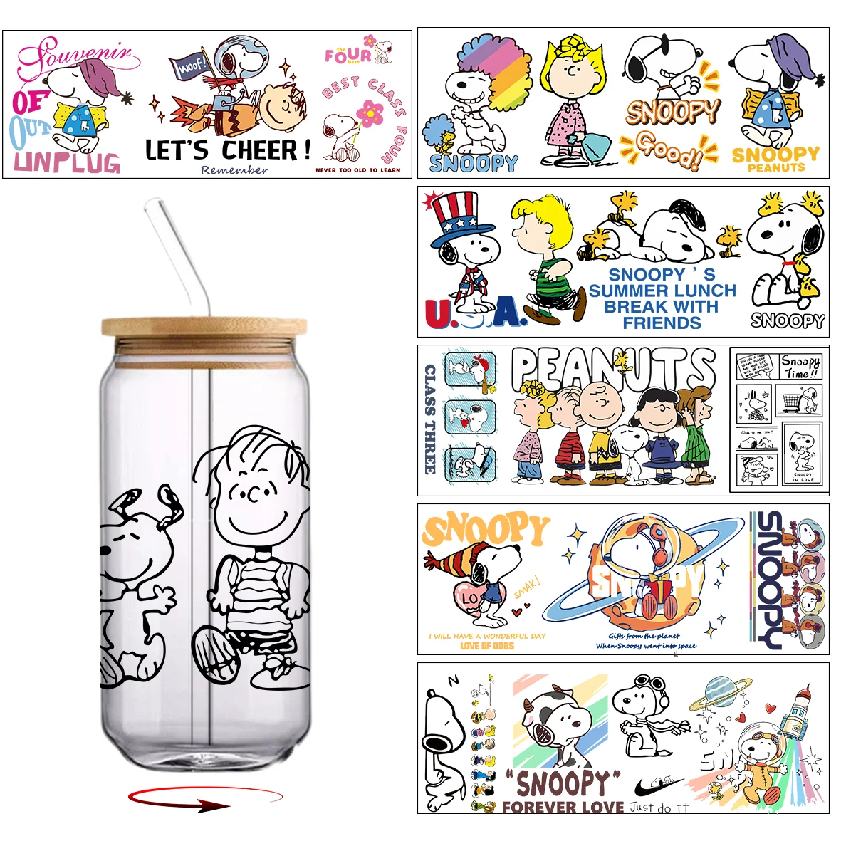 Rdta Tank Glass - 30*10cm Snoopy Series UV DTF Cup