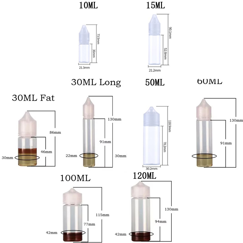 5Pcs 10/15/30/50/60/100/120ml  - Juice Bottle Dropper ulasan dan harga