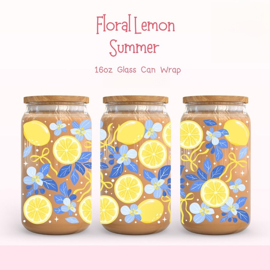 Lemon Floral UV DTF Transfer S - Rdta Tank Glass ulasan dan harga
