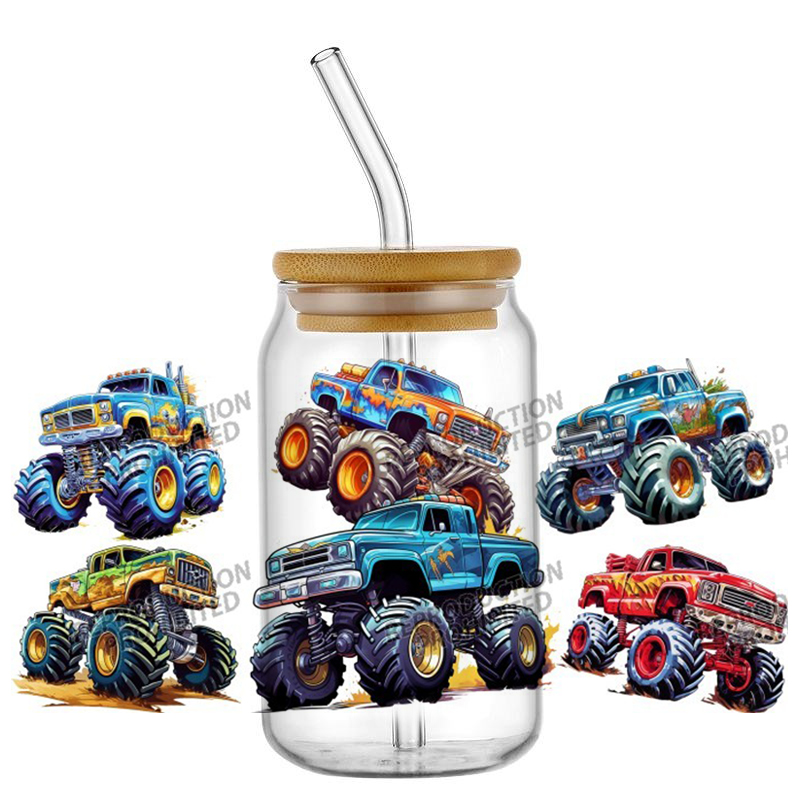 Monster Truck design UV DTF Wr - Rdta Tank Glass ulasan dan harga